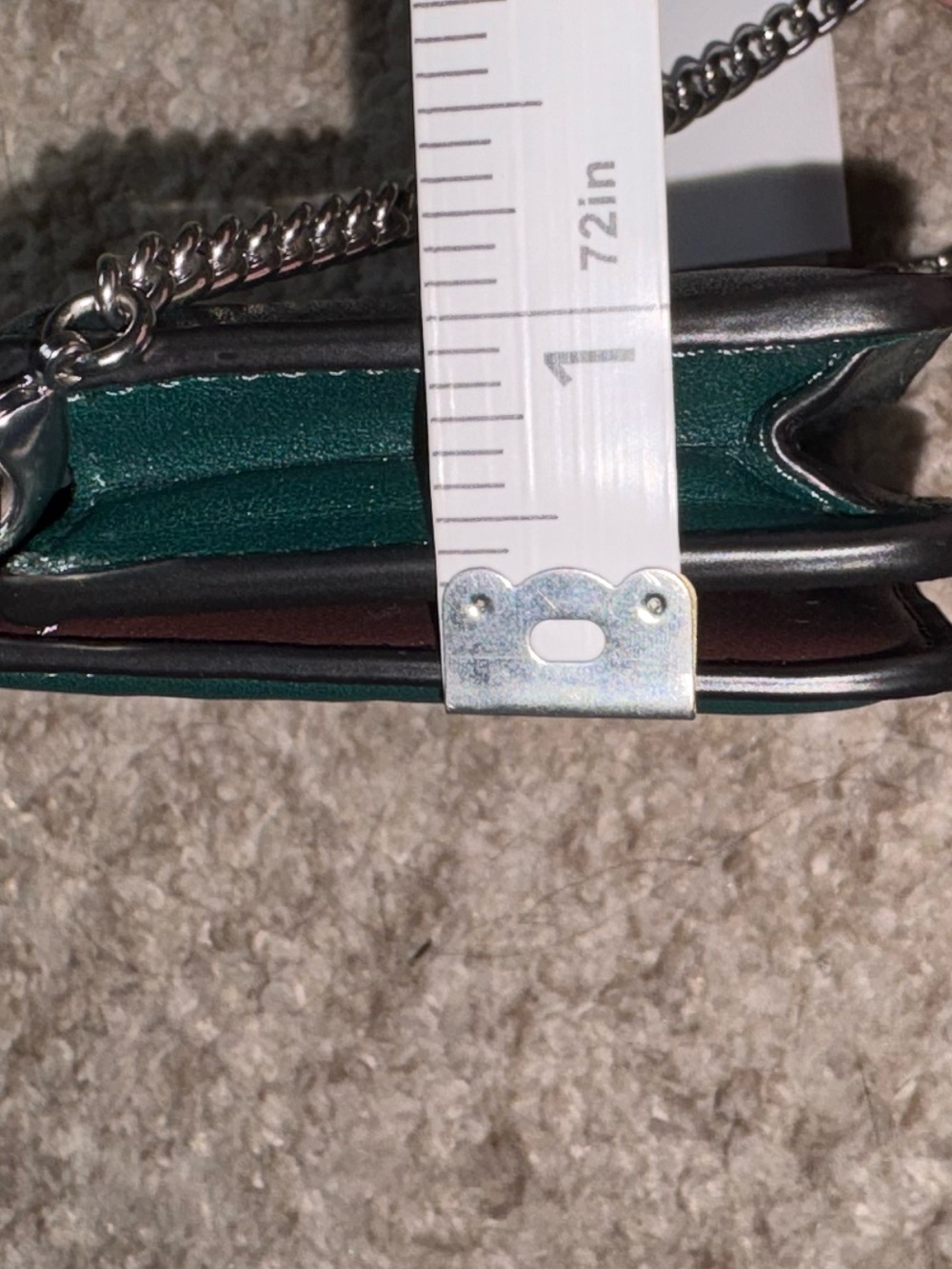 Coach Forest Green Leather Mini Crossbody Wallet with Silver Chain - Picture 5 of 7